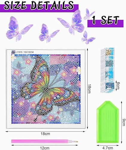 TPZORJX 1 papillon à peindre en diamant pour enfants, peinture en diamant avec cadre en bois, set de papillons 5D DIY, peinture en diamant, bricolage comme cadeau pour fille, pour le salon - Nail Gallerys