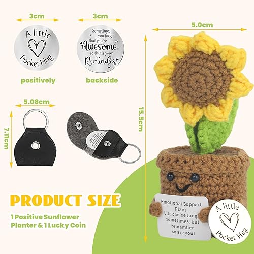Zernblend Tournesols positifs Pot de fleurs en peluche et encouragement Porte-bonheur Pièce de monnaie Bon Rétablissement, Bon Rétablissement, Tournesol, Cadeaux positifs - Nail Gallerys