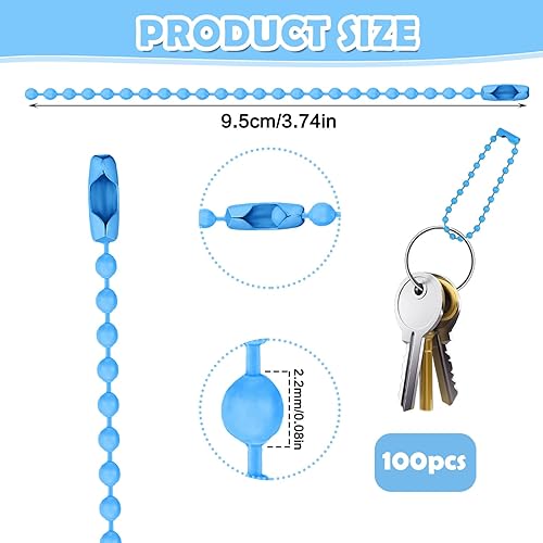 CIATBYYJ Lot de 100 chaînes à boules colorées en métal - Chaîne à boules avec connecteurs pour la fabrication de bijoux, colliers, bracelets, porte-clés - Nail Gallerys