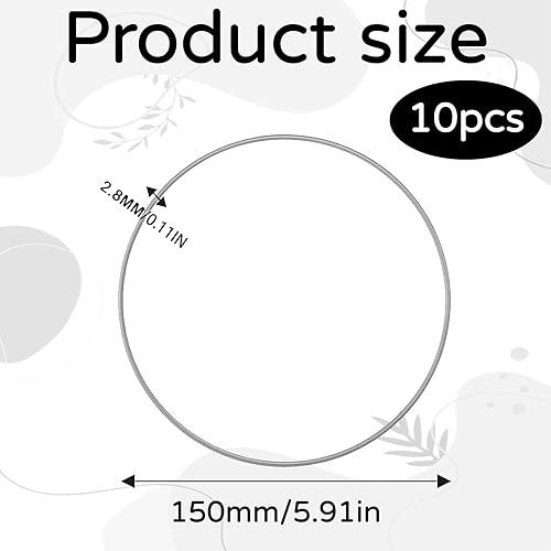 10 Pcs 15 cm Cercle Metal en Fer,Anneau Attrape Rêve Metal Décoratif,Cercle Metal Anneau,Cercle Attrape Reve,Convient pour La Décoration en Dentelle, La Décoration Suspendue, L'attrape-Rêves - Nail Gallerys