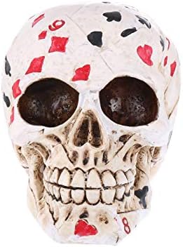 VOANZO Statue de tête humaine en résine peinte en forme de tête de mort pour Halloween Bar Home Table Décoration, rouge - Nail Gallerys