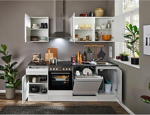 Stella Trading Jazz 8 Armoire Moderne pour Pharmacie de Cuisine, en Blanc Brillant, spacieuse, avec Beaucoup d'espace de Rangement, Bois d'ingénierie, Apothekerschrank - Nail Gallerys