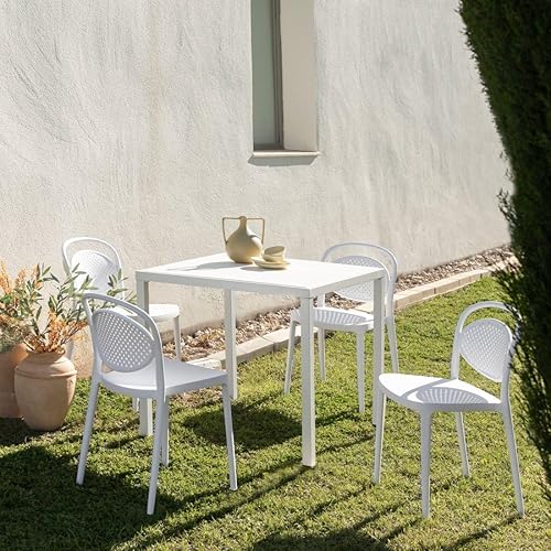 Chaise de Salle à Manger Kira en Polypropylène Blanc et Vert Menthe, Design Vintage et Empilable, Idéale pour Salle à Manger, Cuisine et Terrasse, 43 Cm x 80 Cm - Nail Gallerys