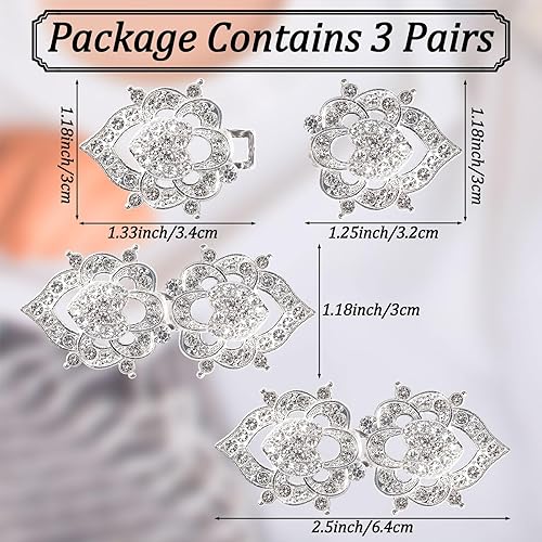 WANDIC Lot de 3 fermoirs pour cape, 6,4 cm, avec strass, boutons vintage, pour vêtements, pulls, châles - Nail Gallerys