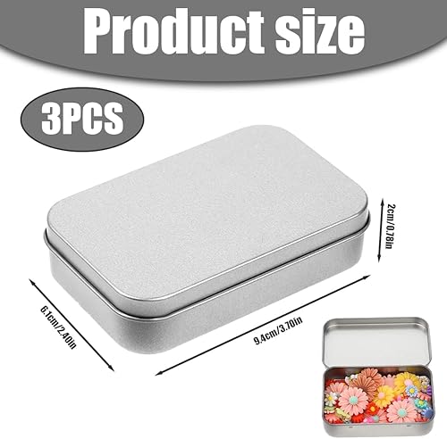 BIRLOZA Lot de 3 Mini boîtes de Rangement Portables en métal avec Couvercle pour Le Rangement de la Maison, des activités en Plein air Petites boîtes (argenté) - Nail Gallerys