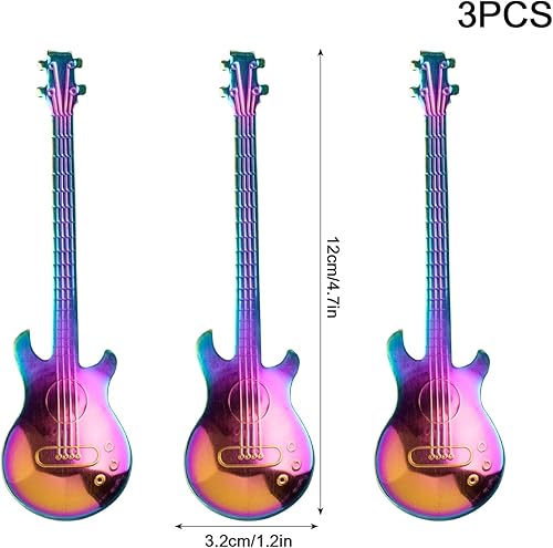 3 Pièces Cuillère Guitare Acier Inoxydable Cuillère à Guitare Illuminée Cuillère à Café Cuillère à Guitare Bar à Musique Pour les Boissons Lait les Desserts thé Crème Glacée - Nail Gallerys