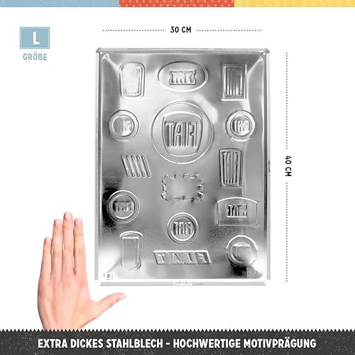 Nostalgic-Art Plaque vintage, Fiat – Logo Evolution – Idée de cadeau pour fans de voitures, en métal, Design retro pour la décoration, 30 x 40 cm 23297 - Nail Gallerys