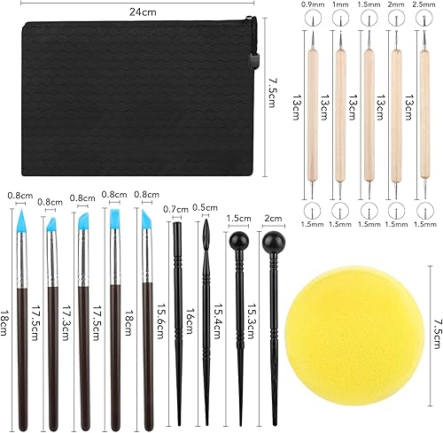 42 pcs Outils kit poterie,Outils de Sculpture，Outil Sculpture Modelage, Outil Modelage Clay Sculpting Tools, Avec Sac Rangement，pour Céramique, Art Gaufrage, Menuiserie, Artiste DIY - Nail Gallerys