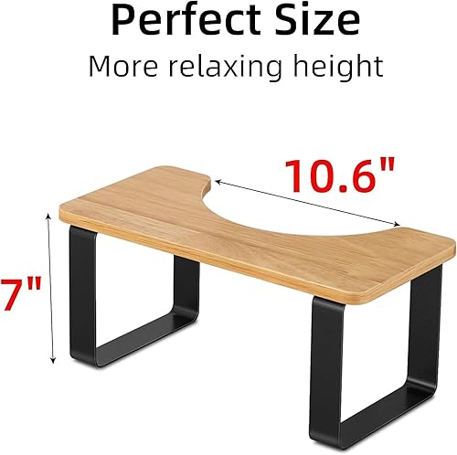 JIAPAIDUO Tabouret de toilette accroupi en métal avec bois, tabouret de salle de bain de 17,8 cm pour adultes, tabouret de toilette imperméable et antidérapant, tabouret de toilette portable sain pour - Nail Gallerys