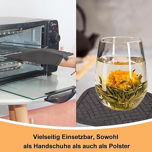 Lot de 2 maniques en coton - 17 x 17 cm - Résistants à la chaleur - Pour four, pâtisserie - Noir - Nail Gallerys