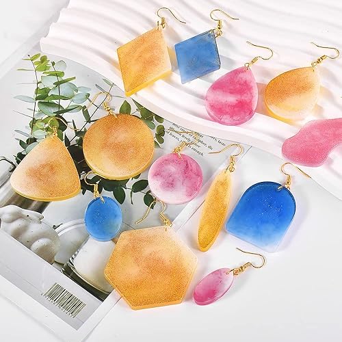 Nifocc Lot de 3 moules en résine époxy pour bijoux - Pendentif - Boucles d'oreilles - Moule en silicone en forme de goutte - Losange - Hexagone - Moules en résine coulée - Moule en cristal pour - Nail Gallerys