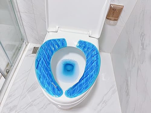 Coussin de siège de toilette en gel lavable et doux, coussin rehausseur rembourré pour toilettes et chaise percée, coussin adhésif réutilisable pour personnes âgées, personnes âgées (bleu) - Nail Gallerys