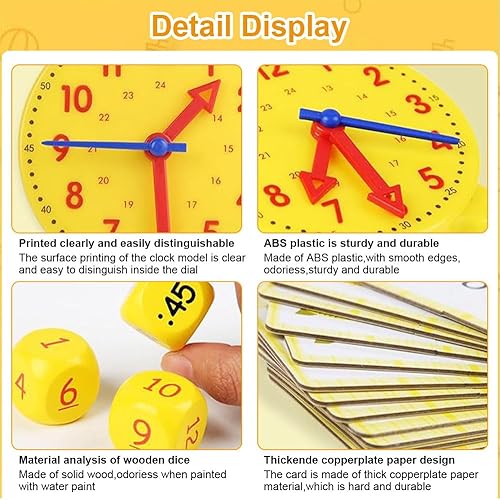 KBIBCK Horloge d'apprentissage, Horloge D'enseignement, Horloge Enfant Apprentissage, Horloge Pédagogique, Cadrans D'Horloge pour Les Élèves, Learning Resources Kit D'activités pour Apprendre l'heure - Nail Gallerys