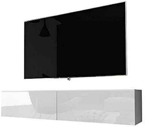 Selsey Meuble TV avec structure de surface, Weiß Matt/Weiß Hochglanz - Nail Gallerys