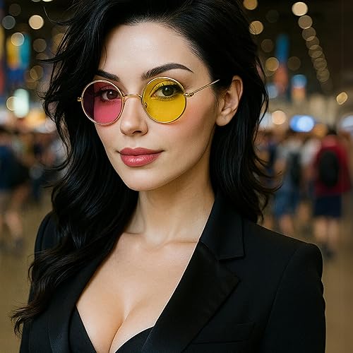 ASVP Shop Spamton Deltarune Lunettes de soleil rondes Rose/jaune - Nail Gallerys