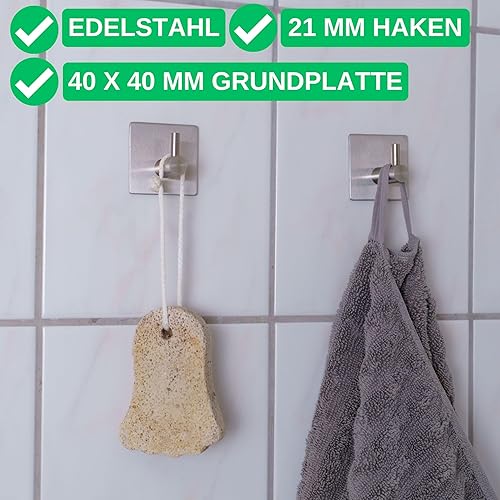 Crochet mural, Lot de 4, pour serviettes, en Acier Inoxydable, Antirouille, Support mural pour salle de bain autoadhésif avec colle, sans perçage, idéal pour accrocher le peignoir, hooks - Nail Gallerys