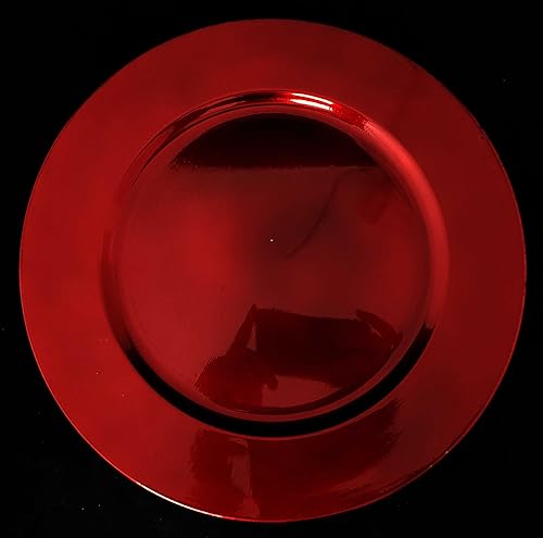 6 Assiettes de Présentation rondes rouge 33 cm de noël noël décor table - Nail Gallerys