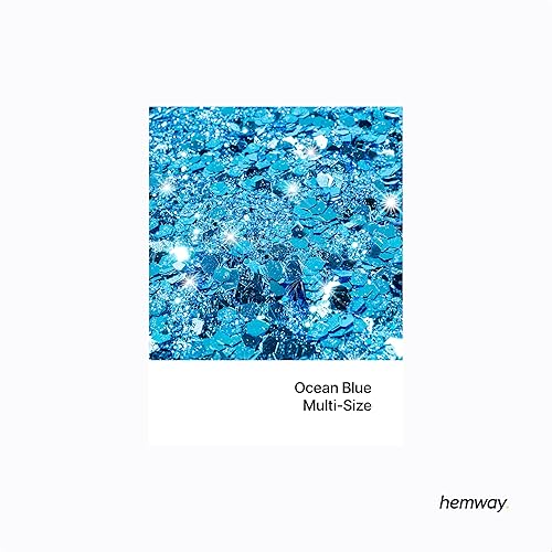 Hemway Craft Glitter - Mélange De Paillettes Fines Et Épaisses Multi-Tailles Pour Les Travaux Manuels, Les Gobelets, Les Décorations De Peinture En Résine - Bleu Océan - 100g / 3.5oz - Nail Gallerys