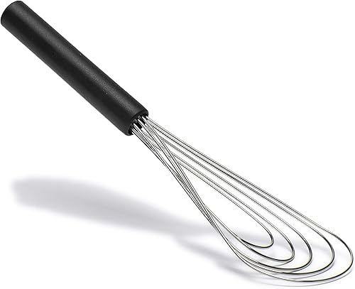 Jell-Cell Fouet Plat Avec Manche en Silicone Antidérapant 25,4 cm - 5 Fils Avec 10 Têtes Pour la Cuisine (Noir) - Nail Gallerys