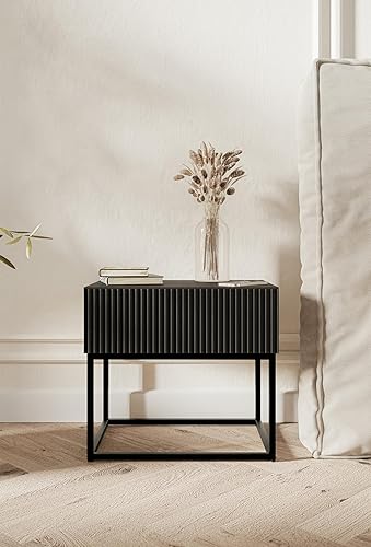 Selsey Table De Chevet Suspendue avec Tiroir À Lamelles 50 x 17 cm Table De Nuit Gris Beige Veldio - Nail Gallerys