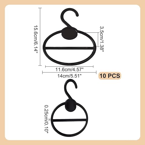 AHANDMAKER 10 cintre pour Foulard en Plastique Noir Cintre Ovale pour Foulards Porte Bague pour Cravate et Foulard Circulaire Cintre à Foulards pour Foulards Cravates Ceintures Serviettes 5.5x6' - Nail Gallerys