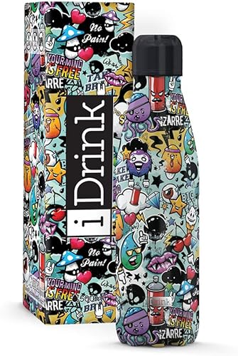 I-Drink - Gourde thermique en acier 350/500/750/1000 ml (350 ml, Graffiti) - Nail Gallerys
