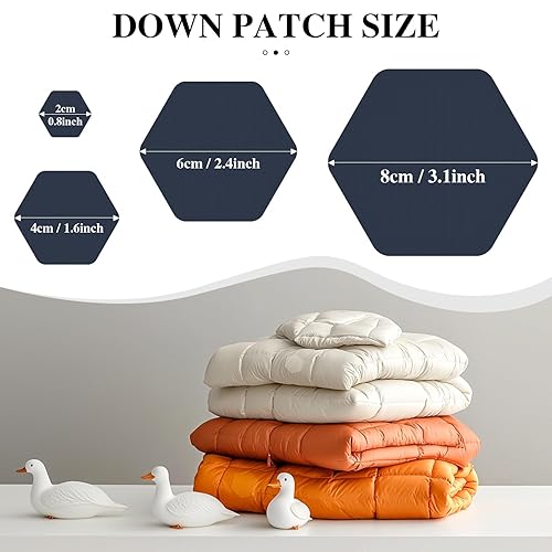 GYGYL Lot de 8 patchs de réparation de doudoune en tissu imperméable, autocollants en nylon pour doudounes, manteaux bouffants, équipement d'extérieur - Formes hexagonales prédécoupées - Blanc crème - Nail Gallerys