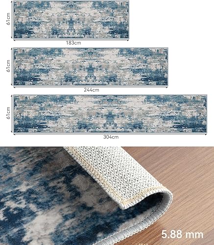 DEFYNEE Tapis de Salon Lavable en Machine 60x180 cm Tapis antidérapant, Tapis de Chambre pour Le Salon, l'entrée, la Chambre et la Cuisine, Blanc-Gris - Nail Gallerys