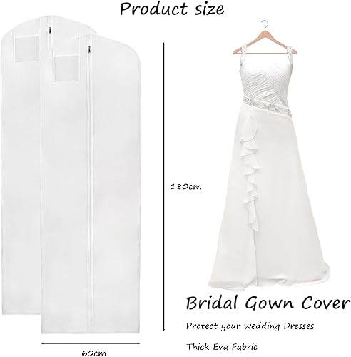 Housse pour robe de mariée - Longueur : 180 cm - Pour robe de mariée - Robe de soirée - Manteau long (blanc) - Nail Gallerys