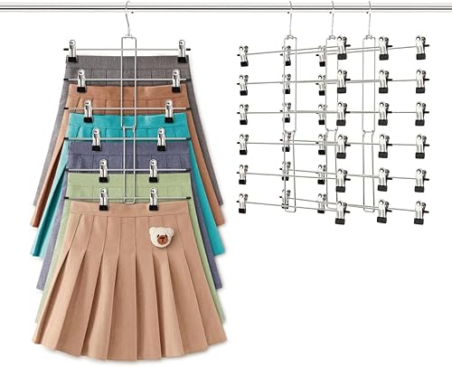 Lot de 2 cintres à 6 niveaux pour pantalons avec clips pour économiser de l'espace - Pinces antidérapantes réglables en métal durable pour manteaux, vêtements, jeans, pantalons, leggings, jupes, robes - Nail Gallerys