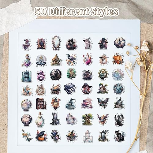 Stickers 50 Pcs Mini Kawaii Aesthetic Couleurs Autocollants Matière PVC Graffiti De Sorcière Résistant à l'eau Haute Viscosité Pour Scrapbooking Ordinateur portable Enfant Valise Skate Velo - Nail Gallerys