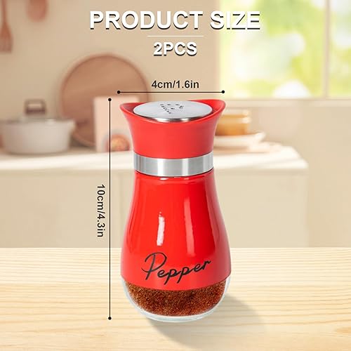 Yuqilin 2 Pièces Salieres et Poivrieres Set, Acier Inoxydable Salières et Poivrières, Saliere en Verre, pour Peut être Utilisé Dans les Maisons, les Cuisines, les Restaurants（Rouge） - Nail Gallerys