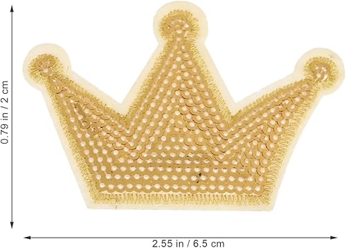 BELLIFFY Lot de 5 autocollants en tissu - Patchs de couronne - Autocollants à paillettes - Applications à paillettes - Pour vestes - Bijou couronne - À coudre - Accessoires de vêtements - Doré - Nail Gallerys