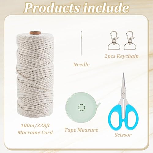 WEBEEDY DIY Kit de sac de Macramé Boho sac à Bandoulière Kit de Fabrication Kit de sac au Crochet avec Instruction pour Adultes Débutants,Main Kit de sac de Macramé pour Femmes Décor de Plage(Beige) - Nail Gallerys