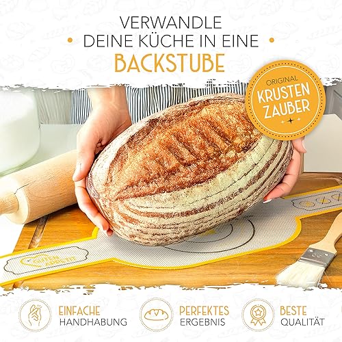 KRUSTENZAUBER Élingue de pain ovale en silicone durable comme accessoire de cuisson du pain - Le tapis de cuisson du pain assure un retrait fluide du pain de la casserole - Tapis de cuisson, tapis de - Nail Gallerys