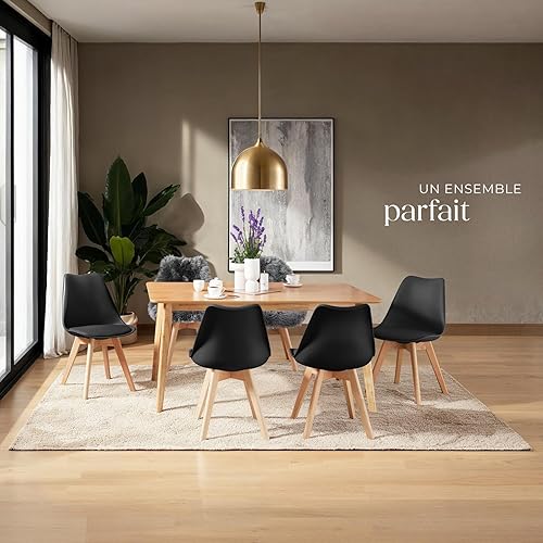 TecTake® Lot de 2 Chaises de Salle à Manger Design Scandinave Chaise Confortable Rembourrée avec Pieds en Bois Massif Meuble Salon pour Salon, Coiffeuse, Chambre, Cuisine, Bureau, Cabinet - Nail Gallerys