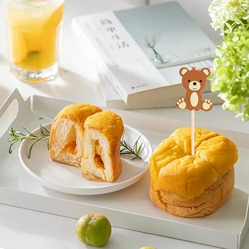 JOFUUM Ours Mignon Pics à Nourriture Gâteau Dessert Cure-Dents Fourchettes à Fruits Mariage Fête d'anniversaire Douche Décoration Fournitures 100 Pièces en Bois - Nail Gallerys