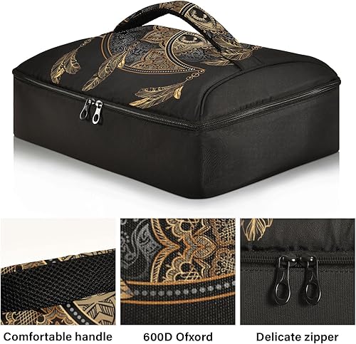 Sac de transport isotherme pour cocotte de voyage - Design bohème chic - Résistant à la chaleur - Nail Gallerys