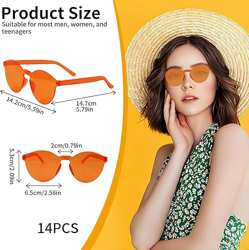Vookkp 14 Paires Lunettes Rondes Sans Cadre, Hippie Lunettes de Soleil Transparentes Couleur Bonbon, Lunettesde Fête Multicolores pour FêTe D'Anniversaire, Carnaval, Noël - Nail Gallerys