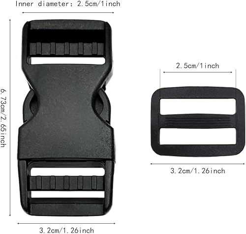 TRKETK Lot de 8 boucles en plastique de 25 mm à dégagement rapide - Pour réparation de sacs à dos, sangles de fixation de bagages, Noir , S - Nail Gallerys