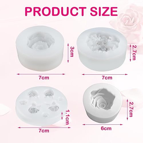 URHRHU 4 PCS Moule Bougie Fleur Silicone, 3D Moule Silicone Rose Fleur Œillet Moule a Savon Fleur, Moule Silicone en Forme de Fleur pour Fabrication de Bougies Parfumées Gâteaux Dessert Glaçons - Nail Gallerys