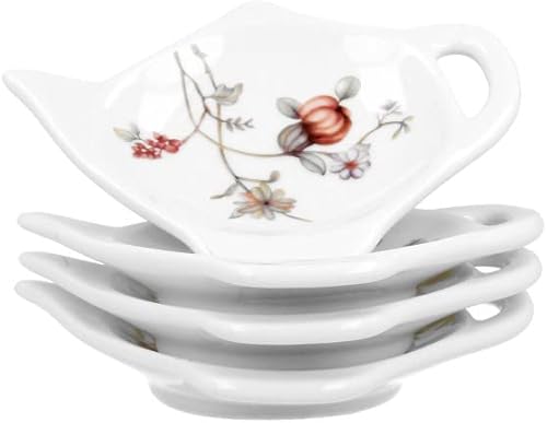 DUO Floral Lot de 4 porte-sachets de thé en porcelaine - Nail Gallerys