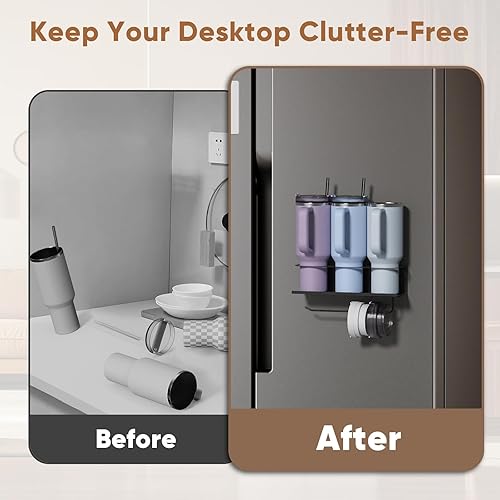 Bocenaia Porte Gobelet Magnétique pour Gobelets Stanley Lot de 2, Organiseur de Bouteilles d'eau pour Réfrigérateur, Organiseur de Couvercles de Dobelets, Accessoires pour Gobelets Stanley - Nail Gallerys