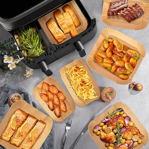 Anhow Papier Cuisson Air Fryer, 200 PCS Papier Sulfurisé pour Air Fryer Philips/Tefal Easy Fry Food-Grade BPA gratuit, 100 PCS pour 5,2L+ 100 PCS pour 3,1L Papier pour Air Fryer pour 3,1-5,2L Friteuse - Nail Gallerys