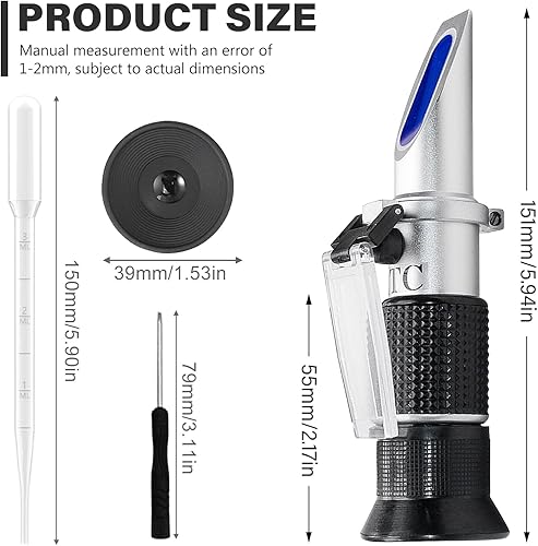 Réfractomètre d'alcool, anti-gel, 4 en 1, testeur d'antigel, propylène glycol, réfractomètre pour le miel, l'apiculture, fournit pour vignerons, bières, fruits avec 3 compte-gouttes - Nail Gallerys