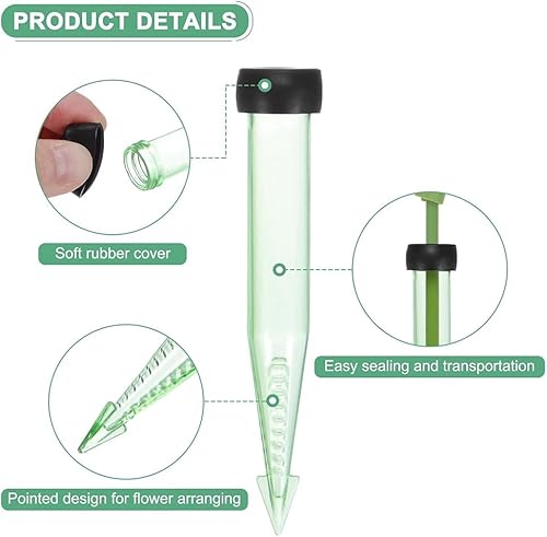 Remingtape Lot de 50 tubes à eau pour fleurs - 4/10 cm - En plastique - Avec embouts en caoutchouc - Pour fleurs - Nail Gallerys