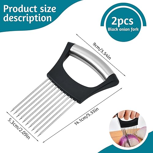 2 PièCes Titulaire Trancheuse en Acier Inoxydable, 2024 Support à Oignons Amélioré pour Trancher, Alimentaire Tranche Assistant Coupe-Citron Coupe-Pommes de Terre, Pour Viande, Oignons, Tomates - Nail Gallerys