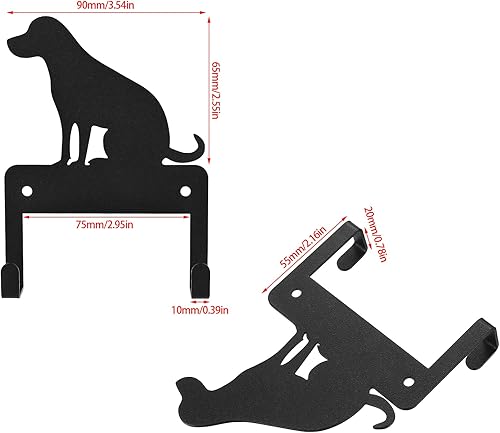 2 Pcs Porte Clef Mural, Porte Clé Mural avec 2 Crochets, Accroche Clef Murale pour Rangement des Clés, Porte-clés Muraux Noir pour Couloir Entrée Cuisine, Auto-Adhésifs ou à Percer (Chien) - Nail Gallerys
