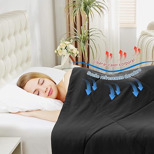 Deodar Couverture rafraîchissante en Bois de Couverture d'été 2-en-1 Couverture Double Face Auto-refroidissante Couverture de canapé Couverture de Voyage Noir 200x220 - Nail Gallerys