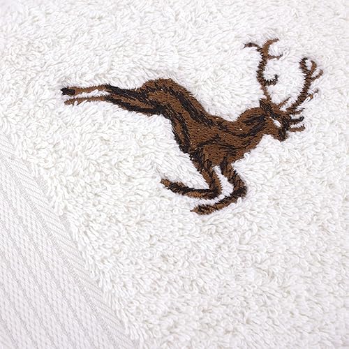 Linnea Serviette invité 30x50 cm HIRSH Beige/Marron 600 g/m2 - Nail Gallerys